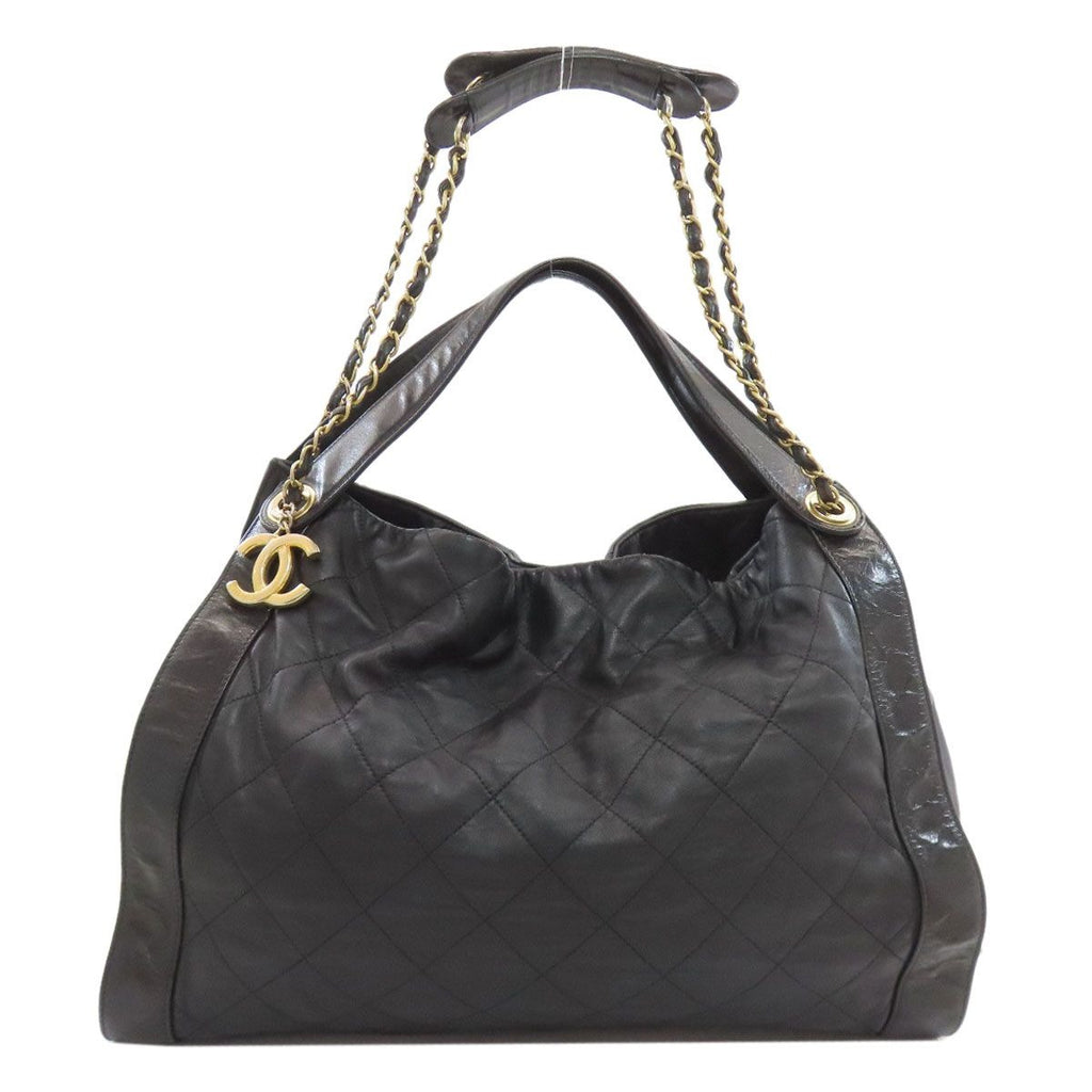 Chanel Quilted CC Logo Gold 2-Way Shoulder Bag Black