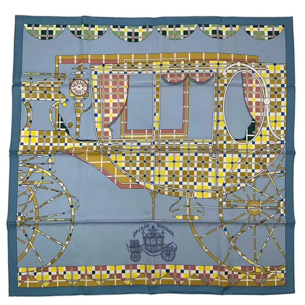 Hermes Carre 90 Silk Scarf Balade Ecosaise Scottish Rose de Bourre — view 2