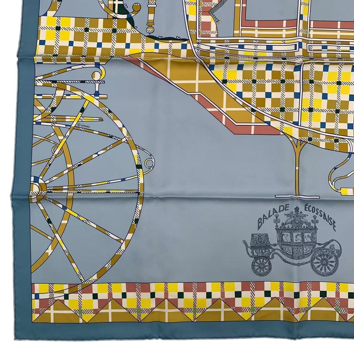 Hermes Carre 90 Silk Scarf Balade Ecosaise Scottish Rose de Bourre — view 5