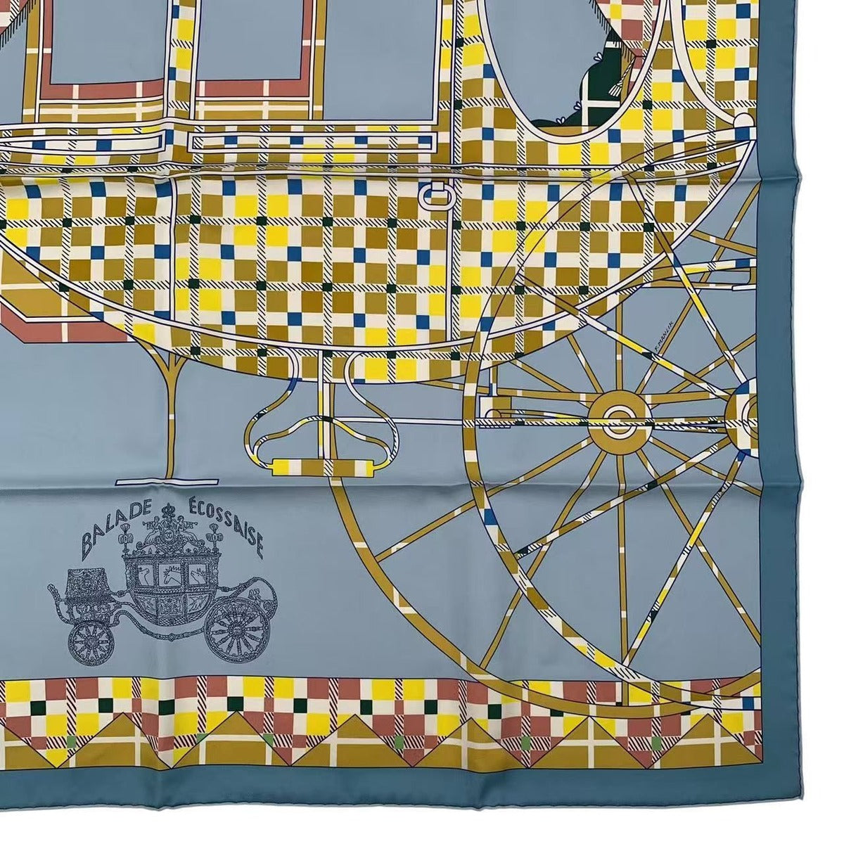 Hermes Carre 90 Silk Scarf Balade Ecosaise Scottish Rose de Bourre — view 6
