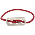 Hermes Leather 925 Silver Red Bracelet 0093