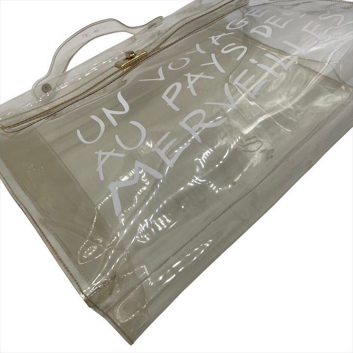 Hermes Vinyl Kelly Logo Hand Beach Clear Transparent Purse — view 6
