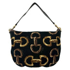 Gucci Horsebit Pattern Canvas Leather Shoulder Bag Tote Black — view 3