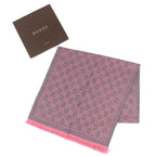 Gucci GG Wool Scarf Rose Pink Mini Fringe Shawl — view 2