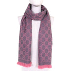Gucci GG Wool Scarf Rose Pink Mini Fringe Shawl — view 4