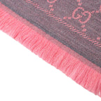 Gucci GG Wool Scarf Rose Pink Mini Fringe Shawl — view 6