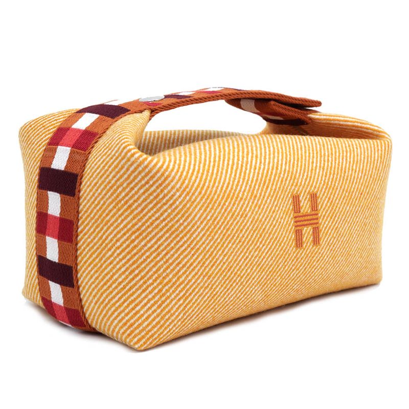 Hermes Brid A Black PM Au-carre Handbag Pouch Faube Orange — view 3