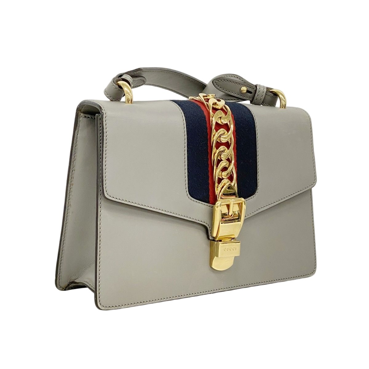 Gucci Shoulder Bag Sylvie Leather Gray Gold — view 2