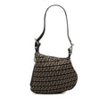 Fendi Zucchino Black Beige Canvas Leather Shoulder Bag