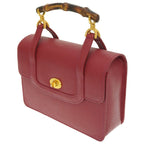 Gucci Bamboo 2-Way Shoulder Handbag Leather Red 0015 Stop — view 2