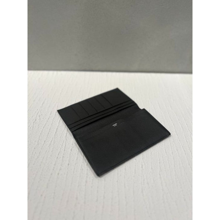 Hermes MC2 Fleming Long Wallet Calf Leather Perforated Black