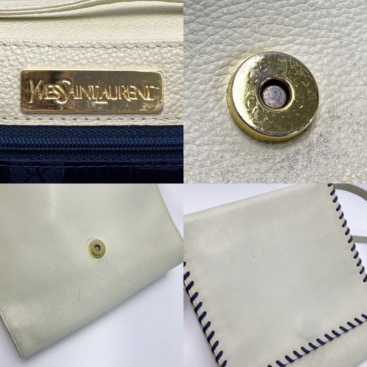 Yves Saint Laurent Shoulder Bag Ivory Flap Braided Leather — view 4