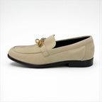 Hermes D'esting Loafers Leather Shoes Beige Gold Kelly Hardware — view 3