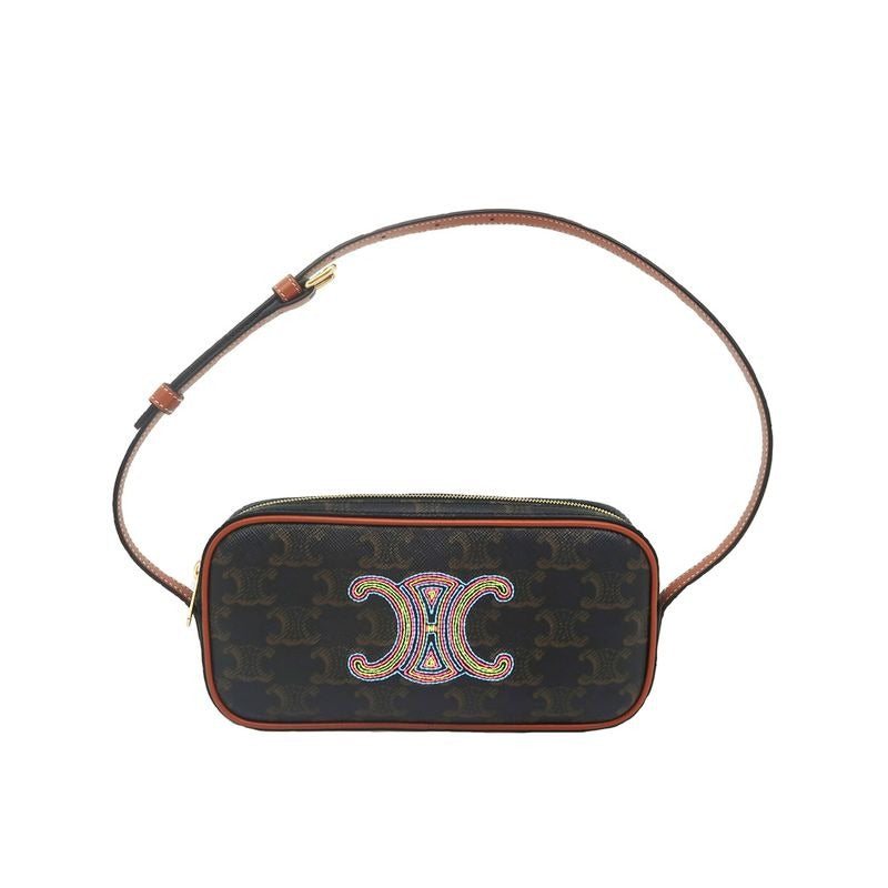 Celine Mini Camera Triomphe Shoulder Bag Pouch Brown Multicolor — view 2