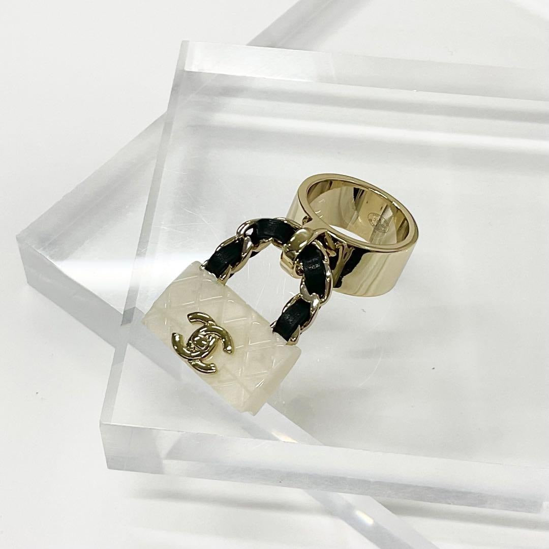 Chanel Coco Mark Quilted Bag Charm Ring