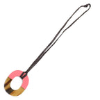 Hermes Ism Bicolor Pendant Necklace Buffalo Horn Lacquer Wood Beige Pink — view 4