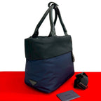 Prada Triangle Logo Hardware Nylon Leather 2-Way Tote Handbag — view 2
