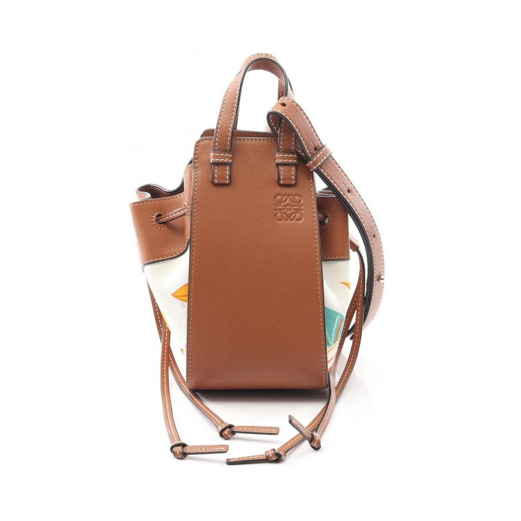 Loewe Handbag Hammock Draw St Sling Bag Mini Floral Brown White Multi Leather