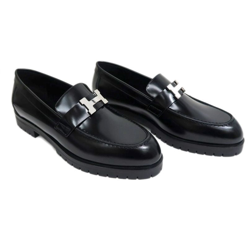 Hermes Moccasins Faubourg Size 37 1 2 Black Silver Hardware Leather — view 2
