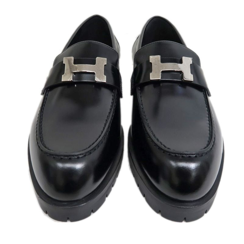 Hermes Moccasins Faubourg Size 37 1 2 Black Silver Hardware Leather — view 3