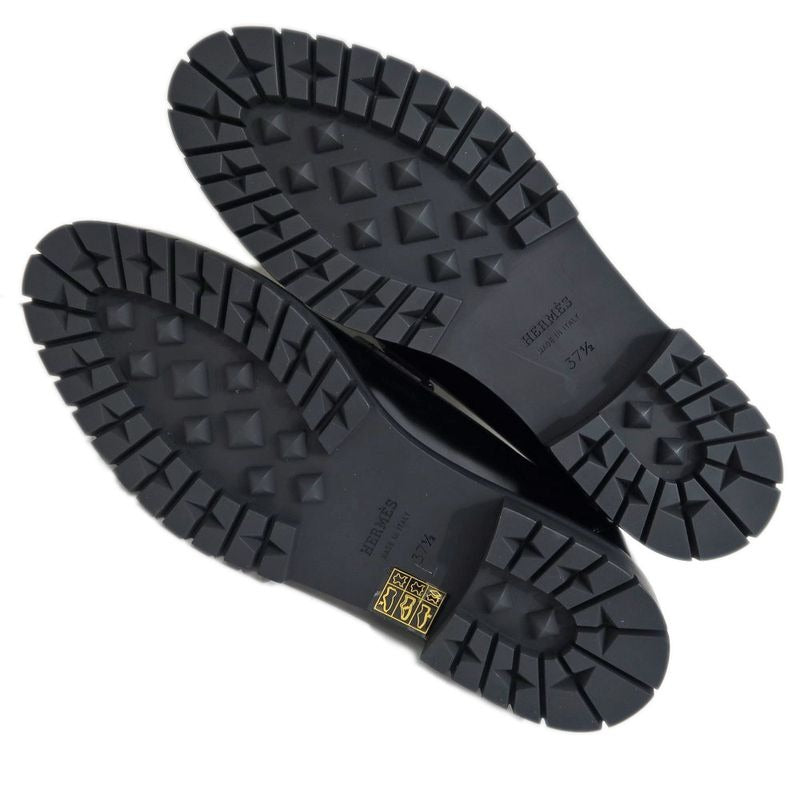 Hermes Moccasins Faubourg Size 37 1 2 Black Silver Hardware Leather — view 9