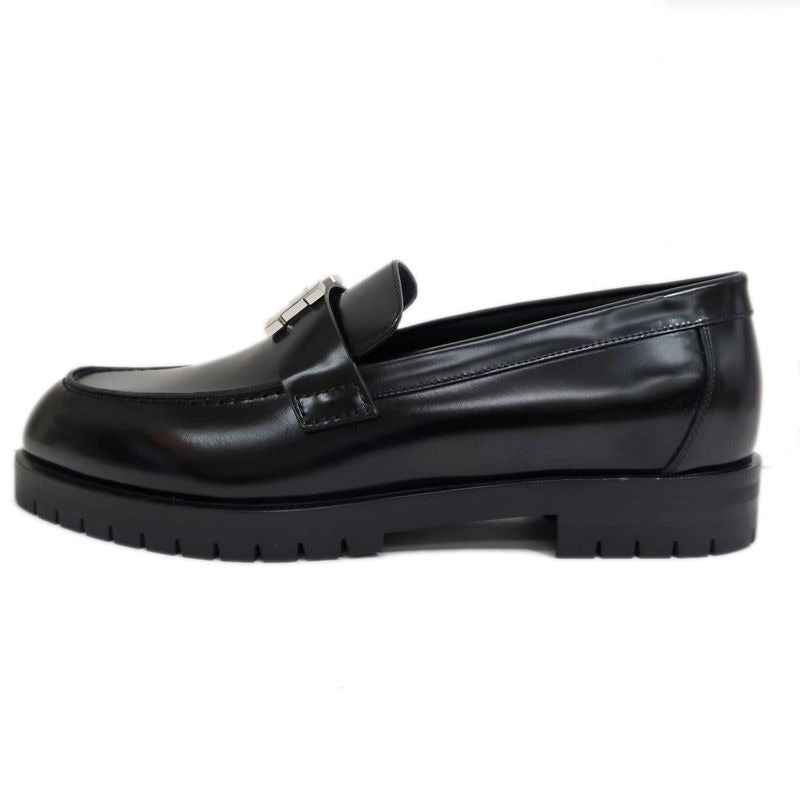 Hermes Moccasins Faubourg Size 37 1 2 Black Silver Hardware Leather