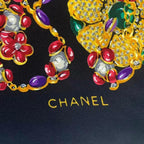Chanel Scarf Silk Black Floral Pattern — view 8