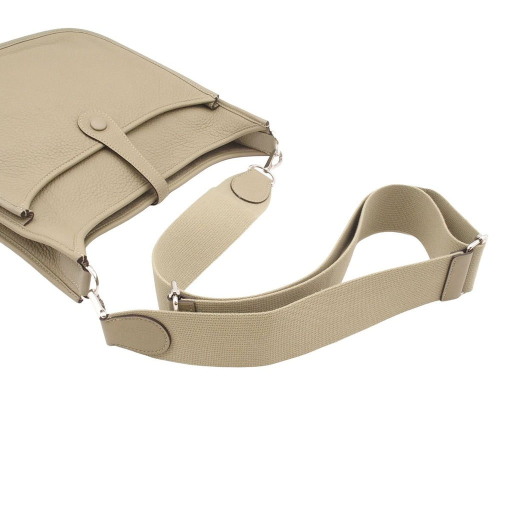 Hermes Evelyne 3 PM Sage Silver Taurillon Clemence Shoulder Bag — view 4