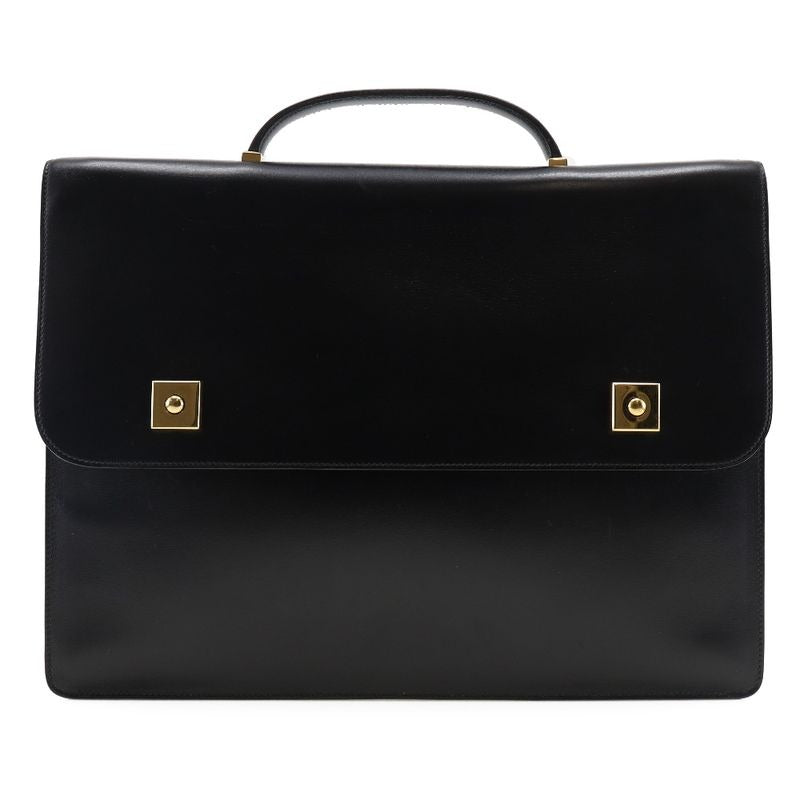 Hermes Danube 38 Briefcase 6 Z Calf Black Gold Hardware V Business Bag
