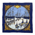 Hermes Scarf Silk Carre 90 Marine ET Cavalerie Sea and Cavalry Navy — view 2