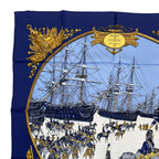 Hermes Scarf Silk Carre 90 Marine ET Cavalerie Sea and Cavalry Navy — view 3