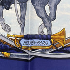 Hermes Scarf Silk Carre 90 Marine ET Cavalerie Sea and Cavalry Navy — view 8