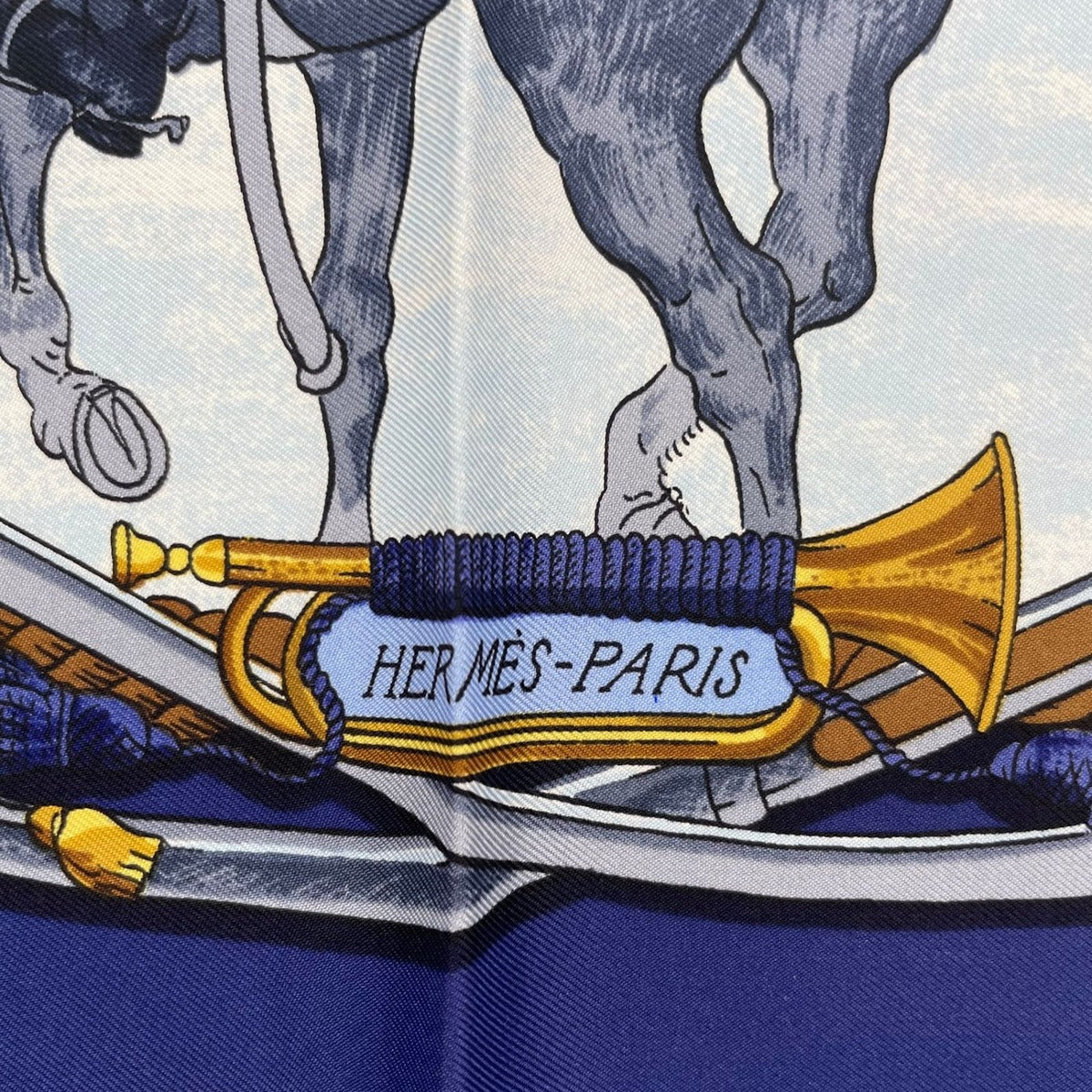Hermes Scarf Silk Carre 90 Marine ET Cavalerie Sea and Cavalry Navy — view 8