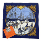 Hermes Scarf Silk Carre 90 Marine ET Cavalerie Sea and Cavalry Navy