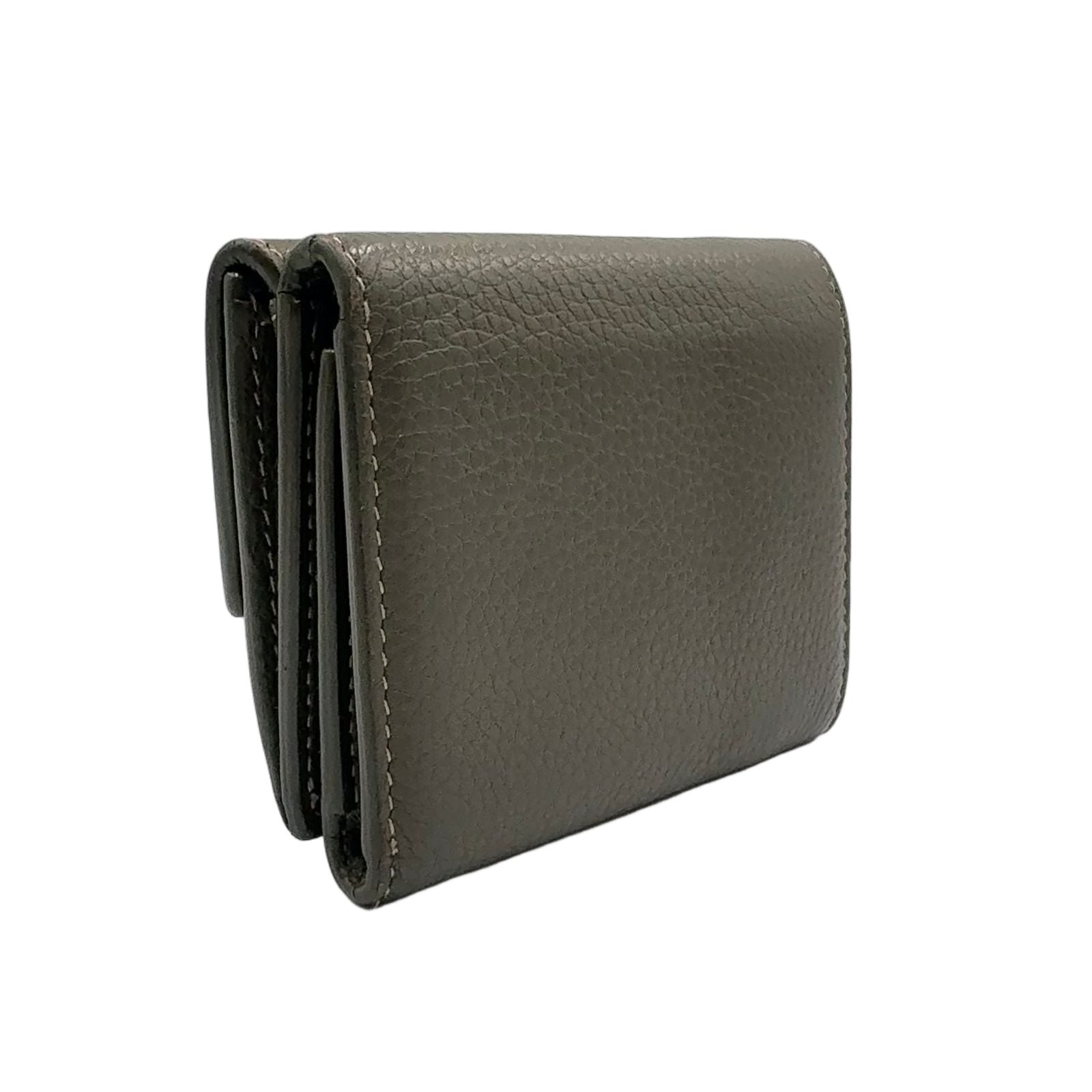Dior CD Logo Leather Khaki Green Trifold Wallet Gold — view 2