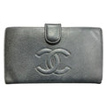 Chanel Caviar Leather Bifold Wallet Clasp Noir Black