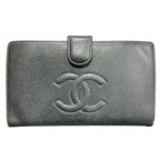 Chanel Caviar Leather Bifold Wallet Clasp Noir Black