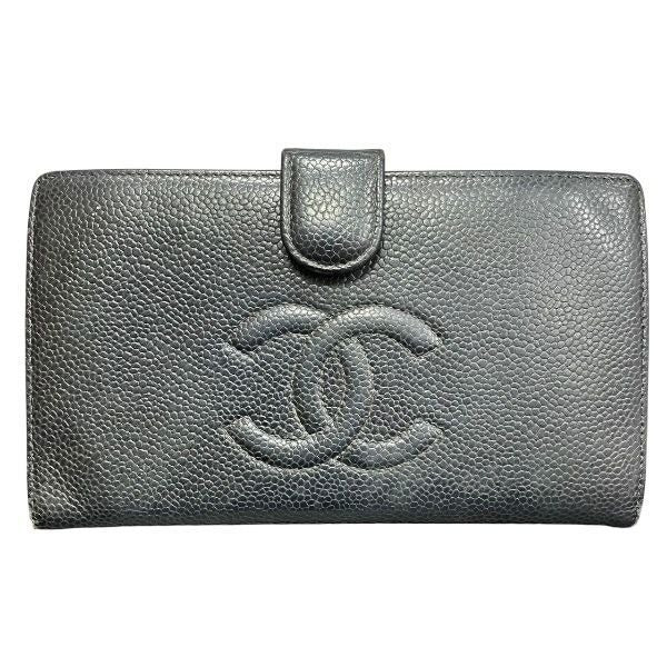 Chanel Caviar Leather Bifold Wallet Clasp Noir Black