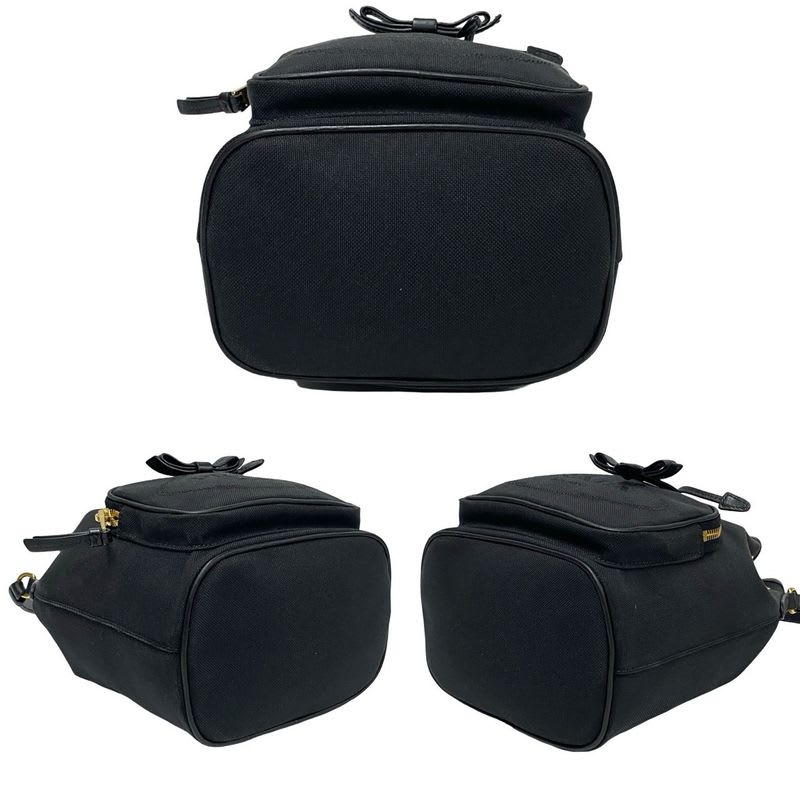 Prada Duet Logo Leather Canvas 2-Way Mini Shoulder Bag Handbag