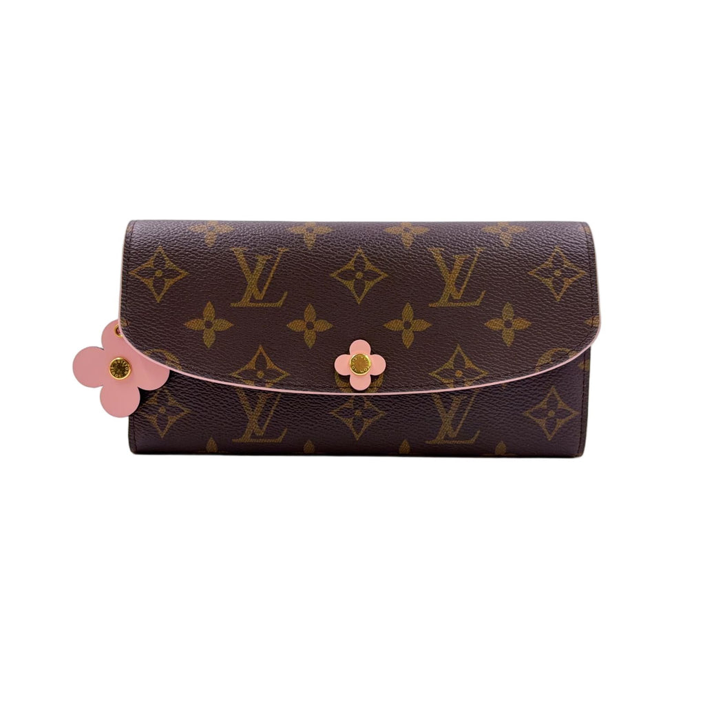 Louis Vuitton Portefeuille Emily Monogram Leather Pink Brown Bifold Wallet Gold