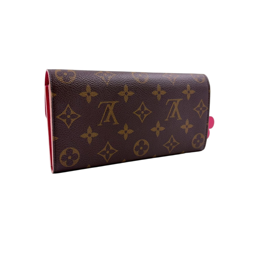 Louis Vuitton Portefeuille Emily Monogram Leather Pink Brown Bifold Wallet Gold — view 2