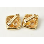 Christian Dior Earrings Vintage CD Logo Motif Rhinestone — view 2