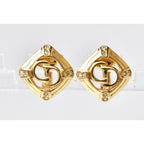 Christian Dior Earrings Vintage CD Logo Motif Rhinestone — view 4
