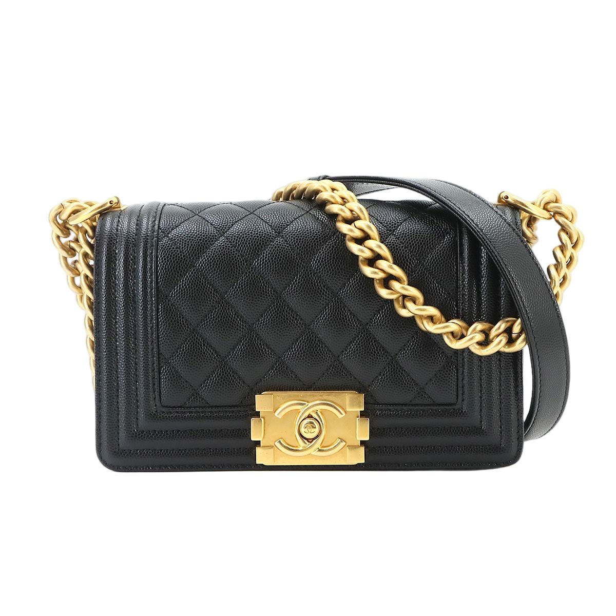 Chanel Boy Small Chain Shoulder Bag Caviar Leather Black