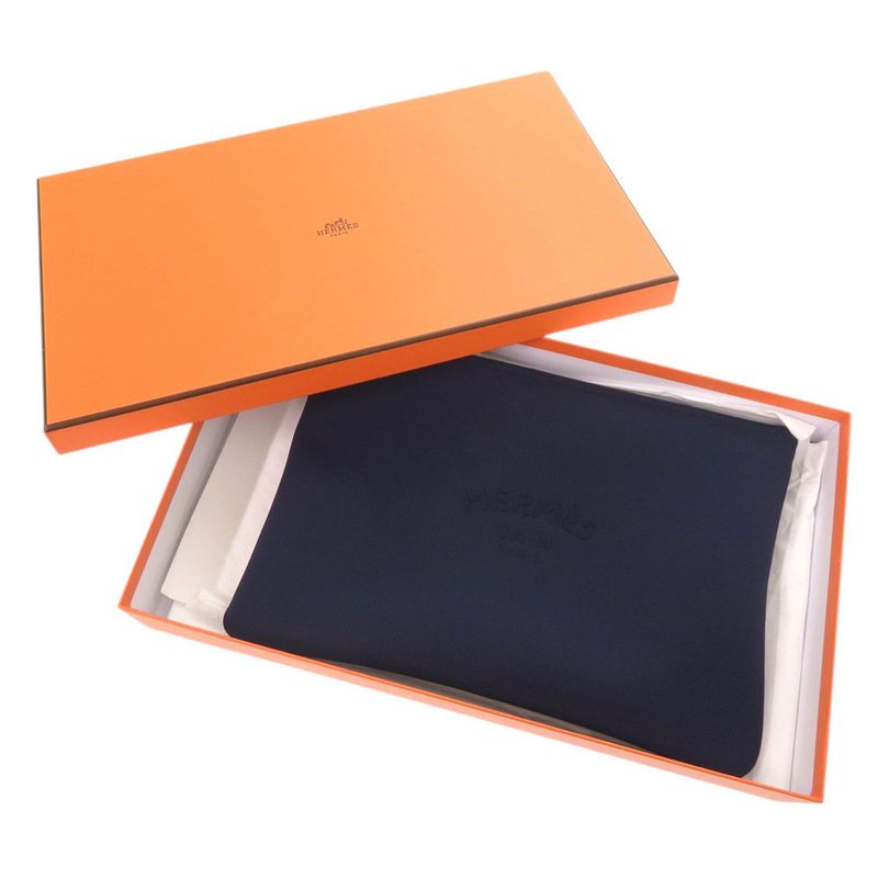 Hermes Neobain MM Nylon Polyurethane Blue Marine Pouch 0028 — view 2