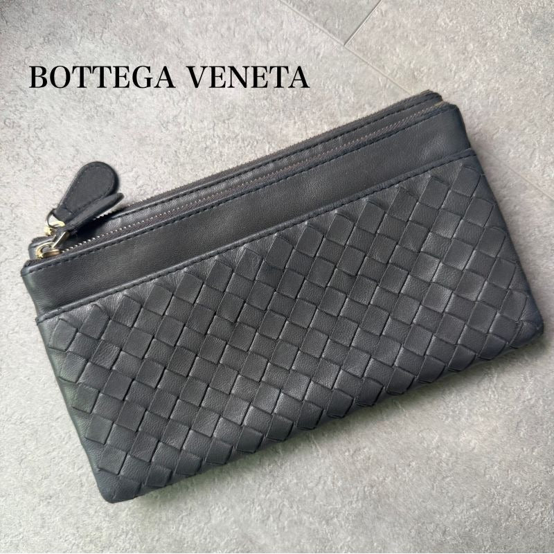 Bottega Veneta Long Wallet Intrecciato Leather Medium Gray