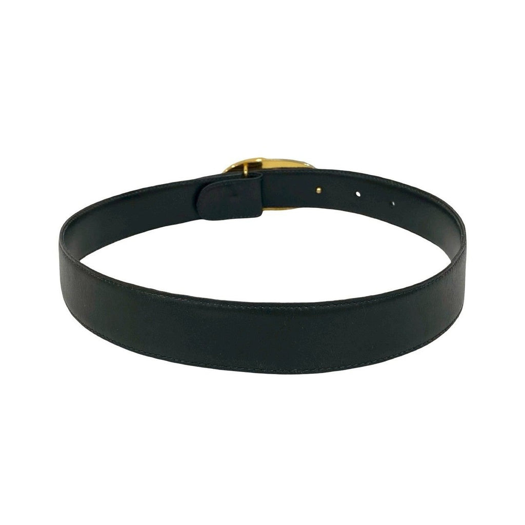Gucci Vintage GG Logo Buckle Belt Leather Black Gold Silver — view 5