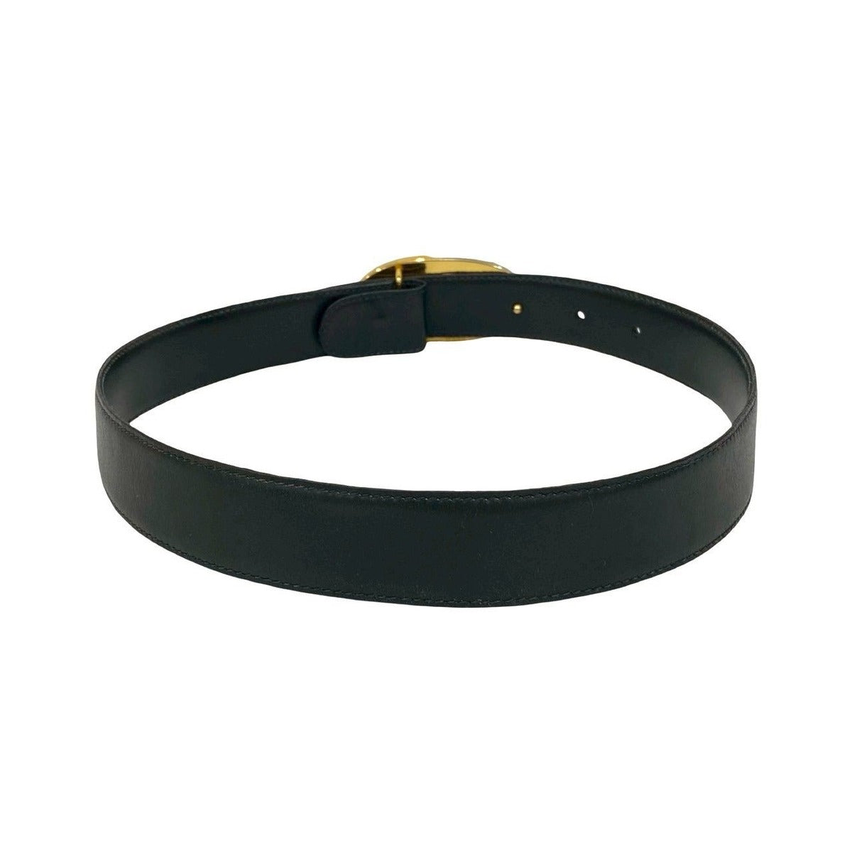 Gucci Vintage GG Logo Buckle Belt Leather Black Gold Silver — view 5