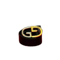 Gucci Vintage GG Logo Buckle Belt Leather Black Gold Silver