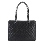 Chanel Quilted Grand Shopping Chain Tote GST Caviar Leather Black